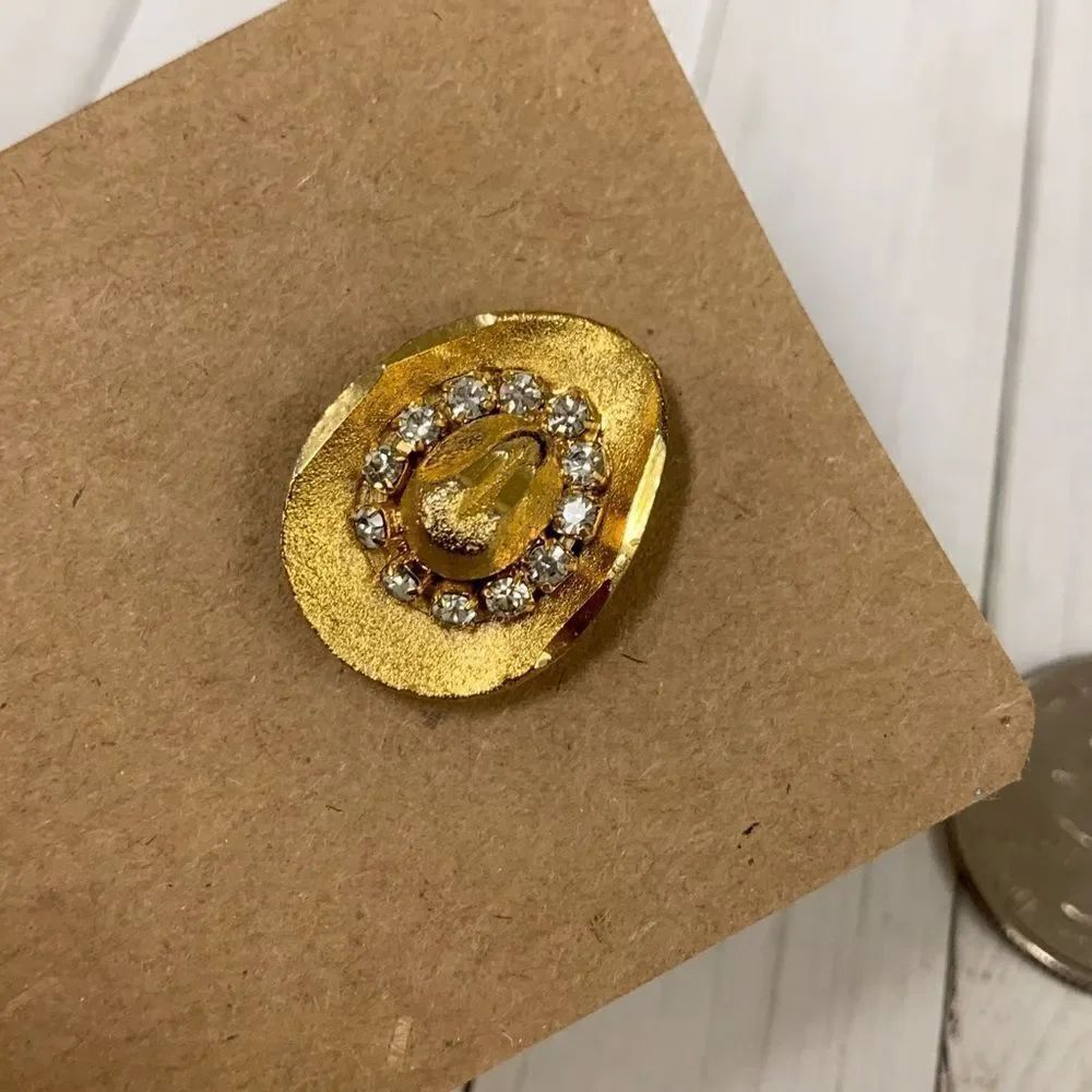Gold Rhinestone Cowboy Hat Pin‎